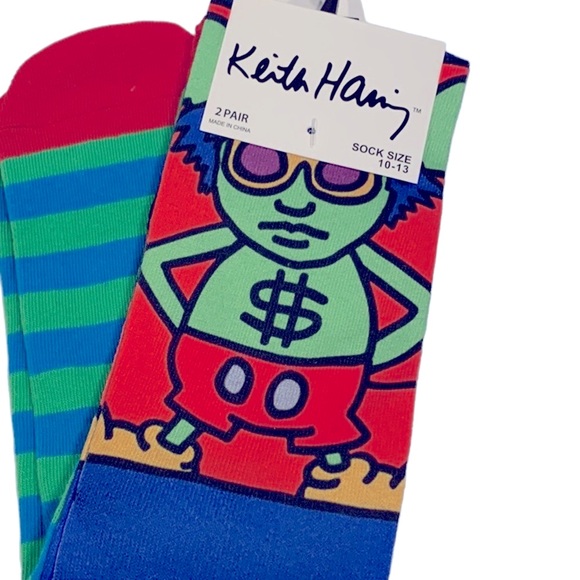 Keith Haring socks 2 pair NWT Sz 10 -13 - Picture 5 of 7